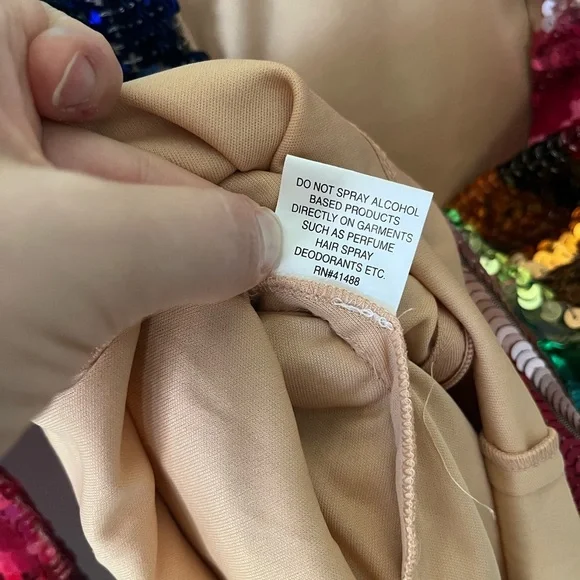 Mac Duggal 93724 Rainbow Sequin Multicolor Striped Long Sleeve Dress Size 2 NWT - Picture 11 of 16